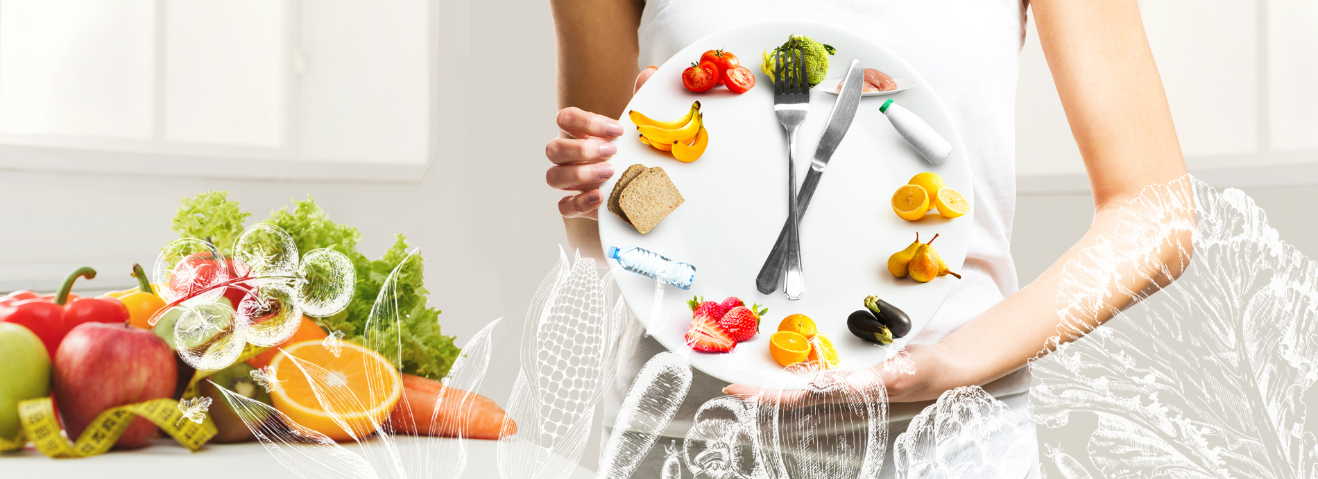 rejim saat ve öğün bilgileri saat üzerinde gösterilmiş görsel.